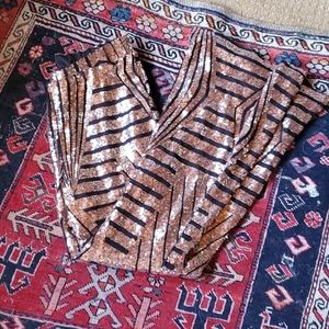 Rose Gold & Black Sequined Bellbottom Pants